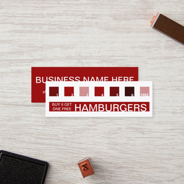 HAMBURGERS customer appreciation (mod squares) Loyalty Card (Front/Back In Situ)