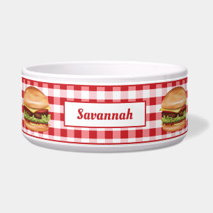Hamburgers On Red Gingham With Custom Text