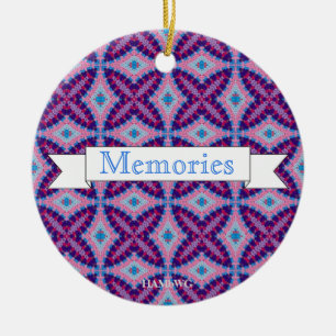HAMbWG - 1970's Purple, Pink, Blue Macrame Ceramic Tree Decoration