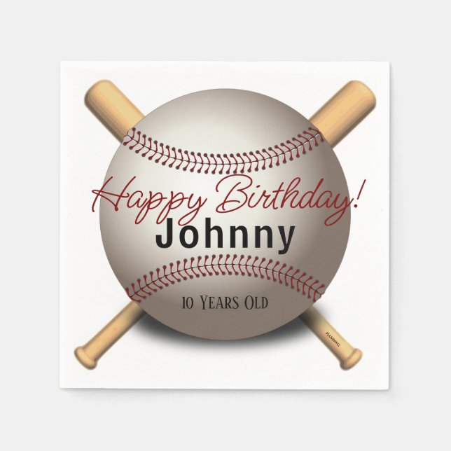 HAMbWG - Baseball & Bat Personalised Napkin (Front)