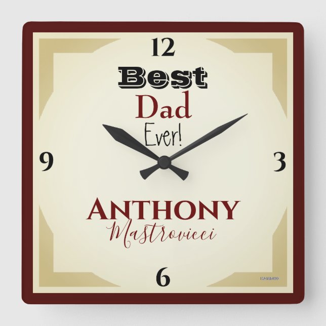 HAMbWG Best Dad Ever Wall Clock (Front)
