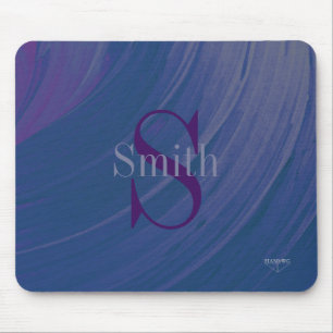HAMbWG - Deep Blue Swirl Monogram Mouse Pad