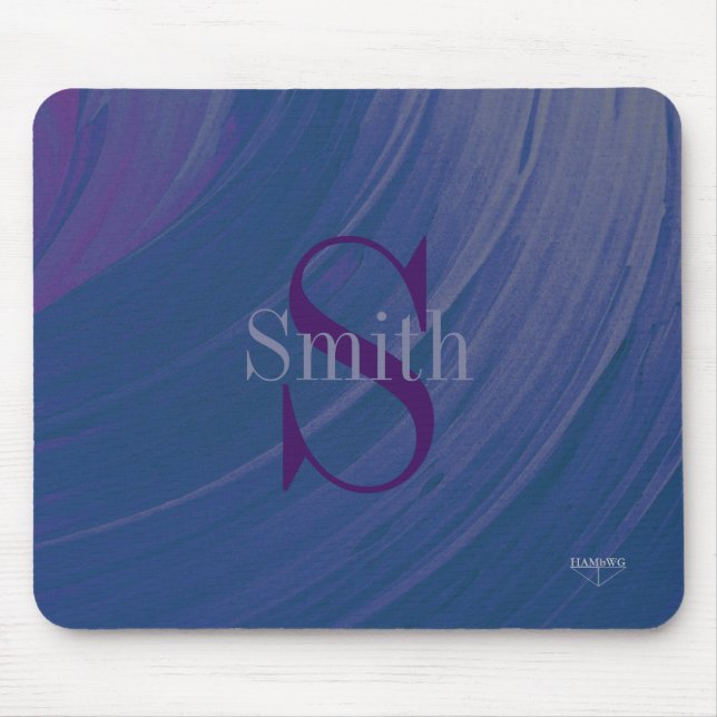 HAMbWG - Deep Blue Swirl Monogram Mouse Pad (Front)