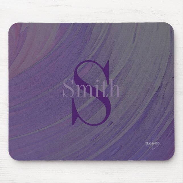 HAMbWG - Deep Purple Swirl Monogram Mouse Pad (Front)