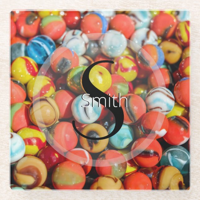 HAMbWG - Glass Coaster - Marbles with Monogram (Front)