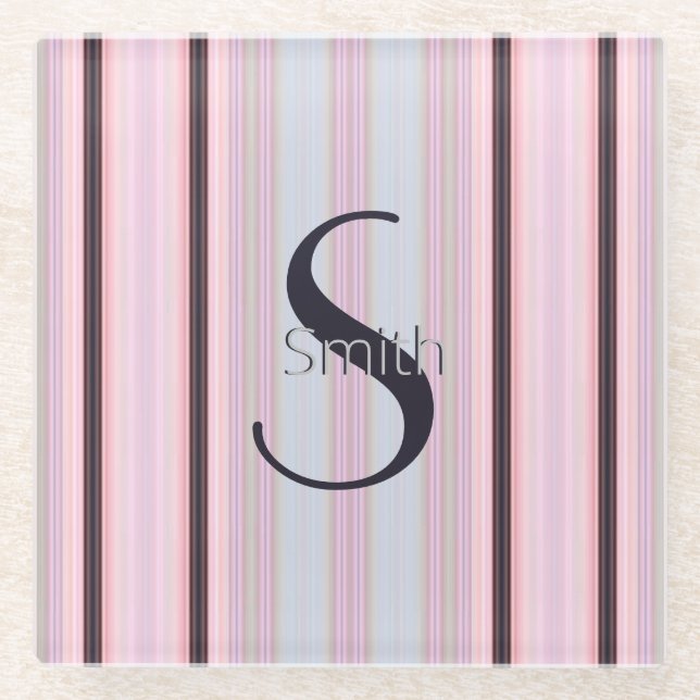 HAMbWG - Glass Coaster - Pale Peach Stripe (Front)