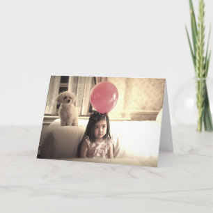 HAMbWG  Greeting Card - Girl with balloon & puppy