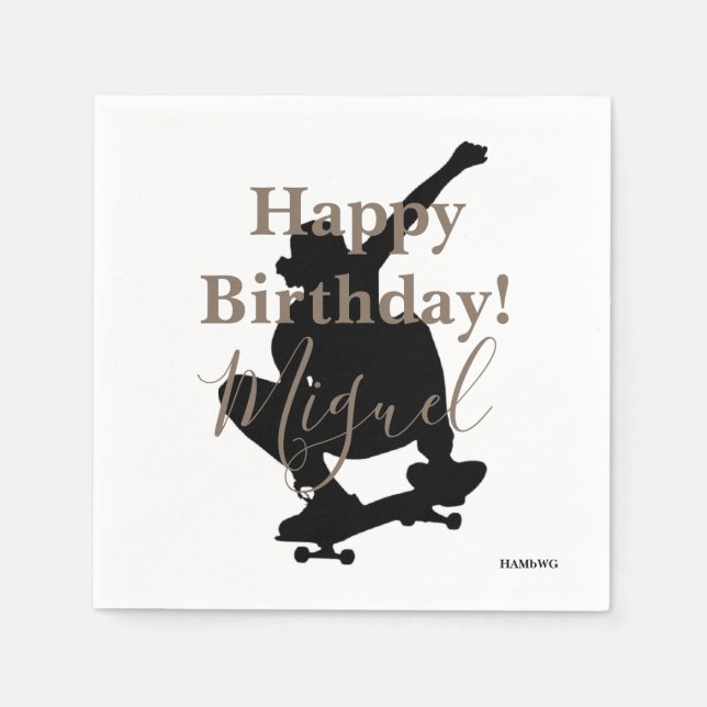 HAMbWG -  Personalised Napkin - Skate Boarder (Front)