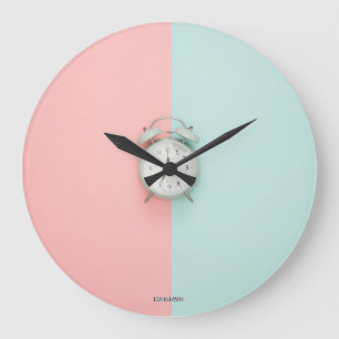HAMbWG Pink n Mint with Alarm Clock on Wall Clock
