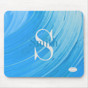 HAMbWG - Sky Blue Swirl Monogram Mouse Pad