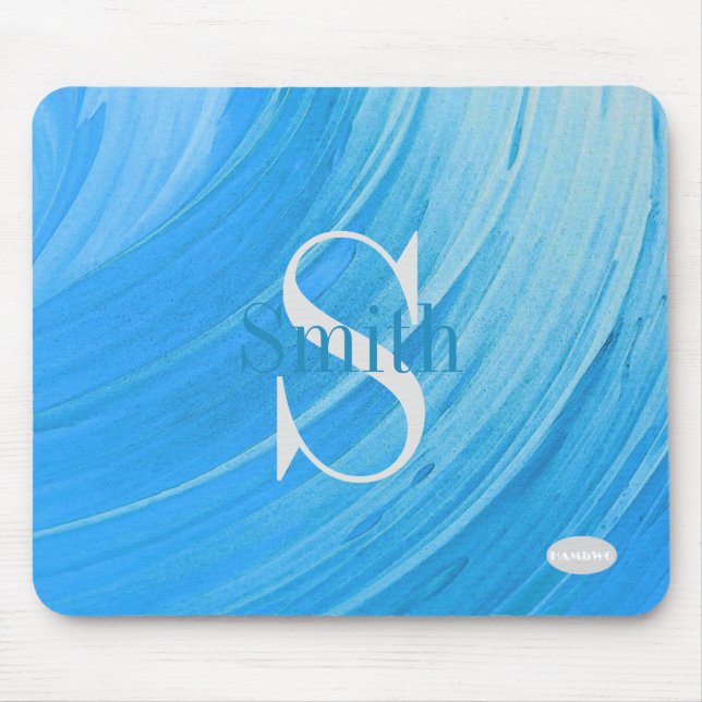 HAMbWG - Sky Blue Swirl Monogram Mouse Pad (Front)