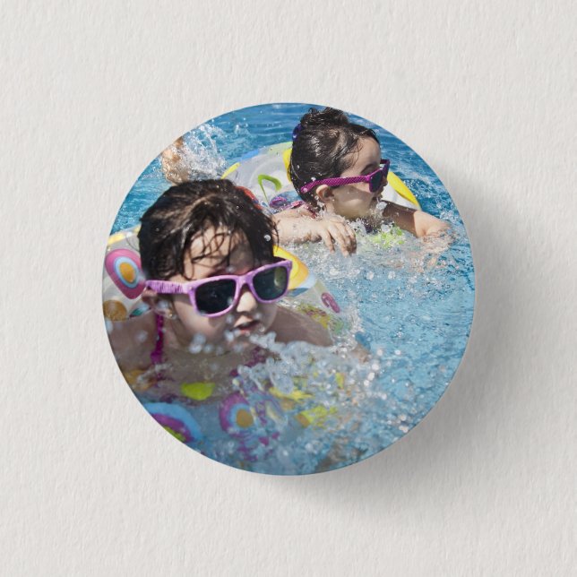 HAMbWG - Square Button - 2 lil girls in pool (Front)