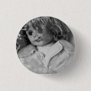 HAMbWG - Square Button - B/W Dishevelled Doll