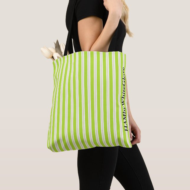 HAMbWG Tote Bag - Classic Stripe Lime (Close Up)