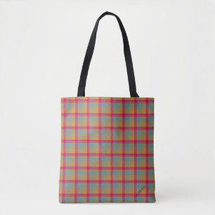 HAMbWG - Tote Bag - Tangerine/Cherry/Aqua Plaid