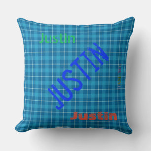 HAMbWG Vanity Pillow - Add your name - Blue Plaid