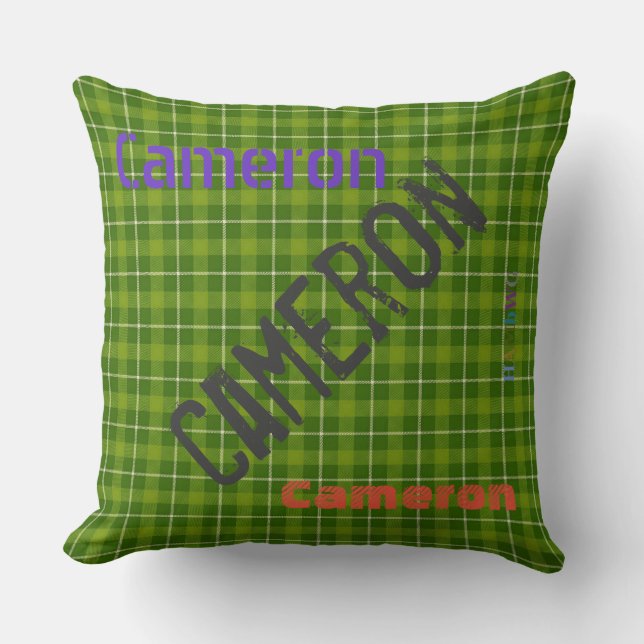 HAMbWG Vanity Pillow - Add your name - Green Plaid (Front)