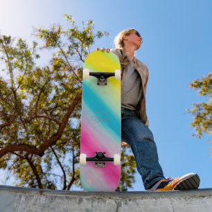 HAMbWG Watercolor look in pink yellow, aqua Skateboard