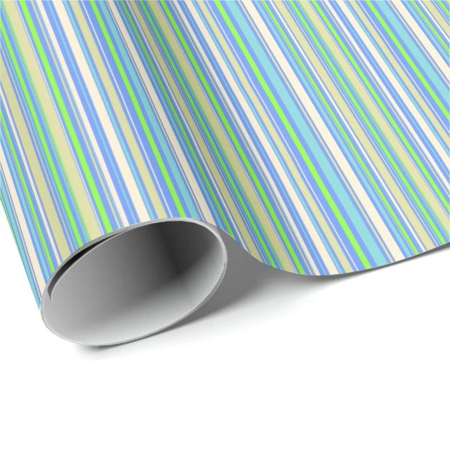HAMbWG Wrapping Paper - Blue Sherbert Multi Stripe (Roll Corner)