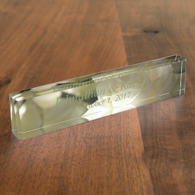 HAMbyWG - Acrylic Memory Keepsake  - White Rose Nameplate (Side)