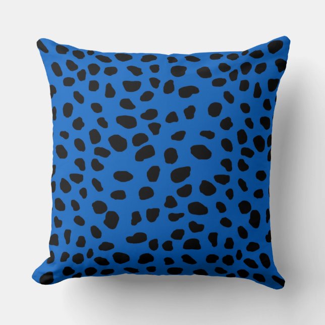 HAMbyWG Bright Blue & Black Leopard Print Cushion (Front)