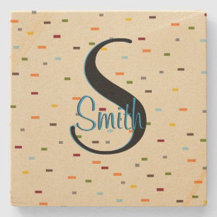 HAMbyWG Colored Dashes Monogram Stone Coaster