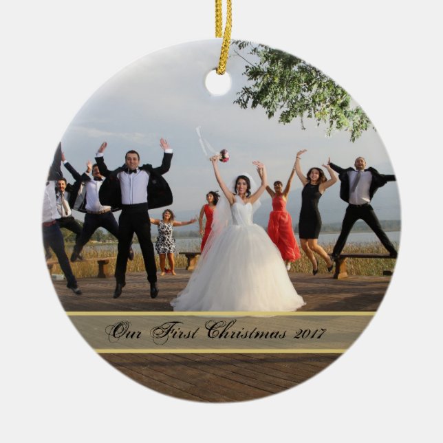 HAMbyWG  Couples First Christmas Ceramic Ornament (Front)