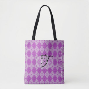 HAMbyWG - Custom Argyle in Any Colour w Monogram Tote Bag