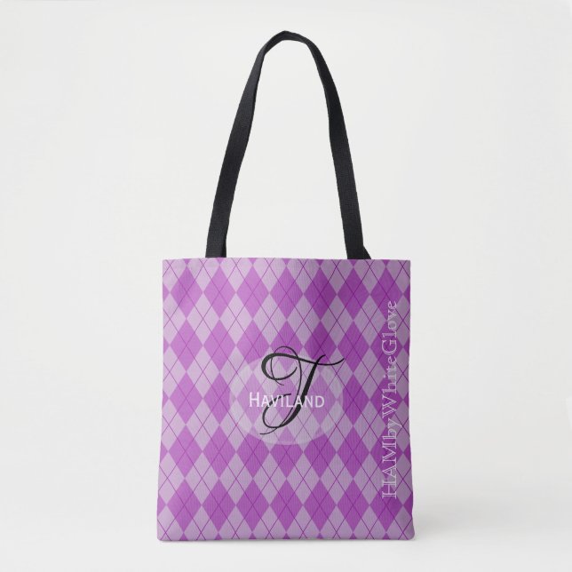 HAMbyWG - Custom Argyle in Any Colour w Monogram Tote Bag (Front)