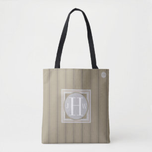 HAMbyWG - Custom Name & Monogram Stripe Tote Bag