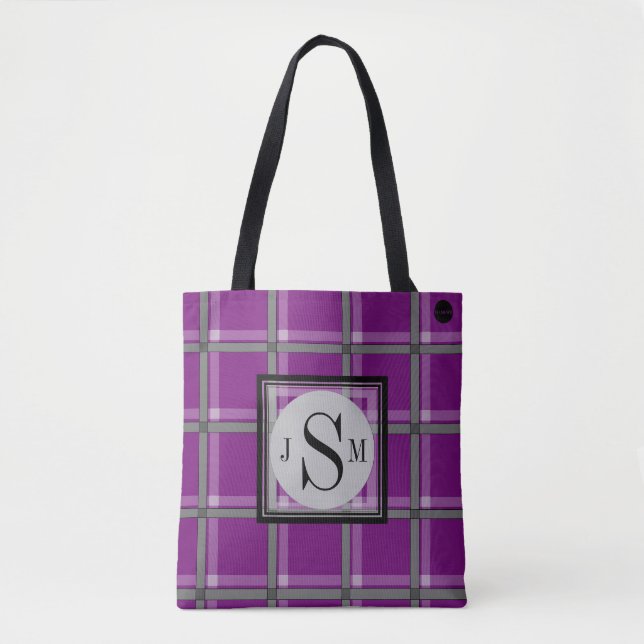 HAMbyWG - Custom Name & Monogram Tartan Tote Bag (Front)
