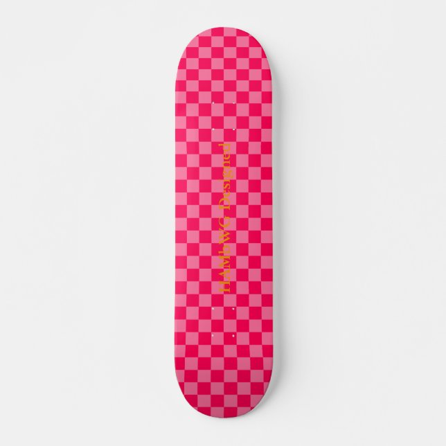 HAMbyWG Designed - Saketeboard - Pink Chequered Skateboard (Front)