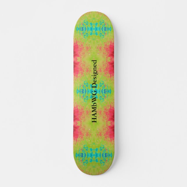 HAMbyWG Designed - Tye Dyed Green PInk Blue Skateboard (Front)
