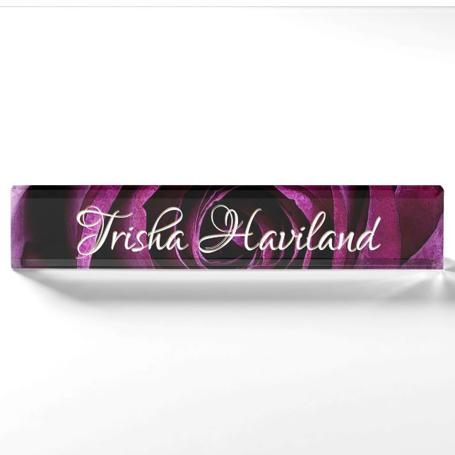 HAMbyWG Desk Name Plate - Classic Raspberry Rose (Front)