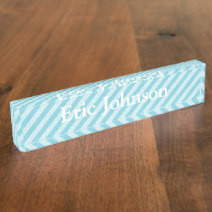 HAMbyWG - Desk Name Plate - Light Blue Stripe