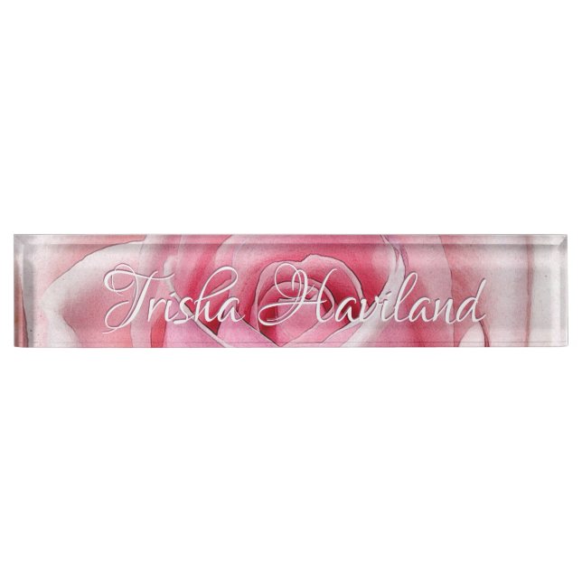 HAMbyWG Desk Name Plate - Pale Pink Rose (Front)