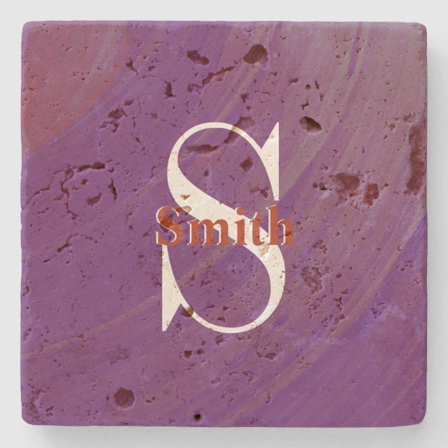HAMbyWG Distressed Travertine Monogram Stone Coaster (Front)