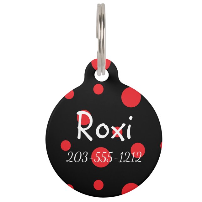 HAMbyWG - Dog Name Tag - Crazy Red Polka Dot (Front)