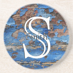 HAMbyWG - Faux Blue Distressed Wood Coaster