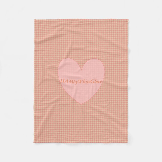 HAMbyWG - Fleece Blanket - Peach Gingham w heart (Front)