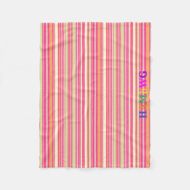 HAMbyWG - Fleece Blanket - Pink Orange Mint Bar (Front)