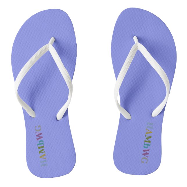 HAMbyWG - Flip-Flops -  Periwinkle w Multi Logo Thongs (Footbed)