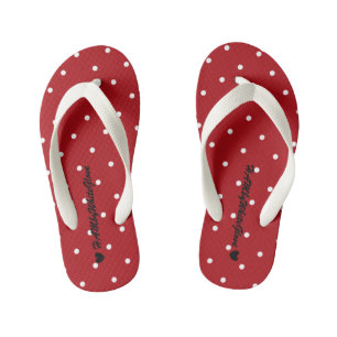 HAMbyWG - Flip-Flops - Red w tiny polka dots Kid's Thongs