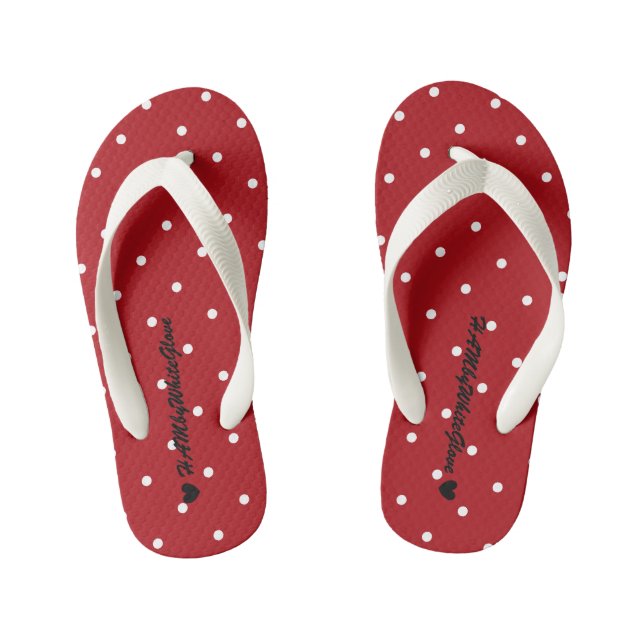 HAMbyWG - Flip-Flops - Red w tiny polka dots Kid's Thongs (Footbed)