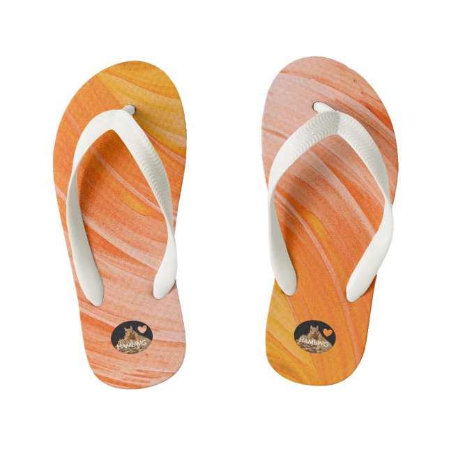 HAMbyWG Girls Flip-Flops - Orangy Swirl Kid's Thongs (Footbed)