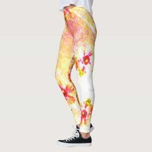 HAMbyWG Hawaiin Theme with Hibiscus Leggings