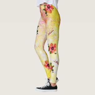 HAMbyWG Hawaiin Theme with Hibiscus Leggings