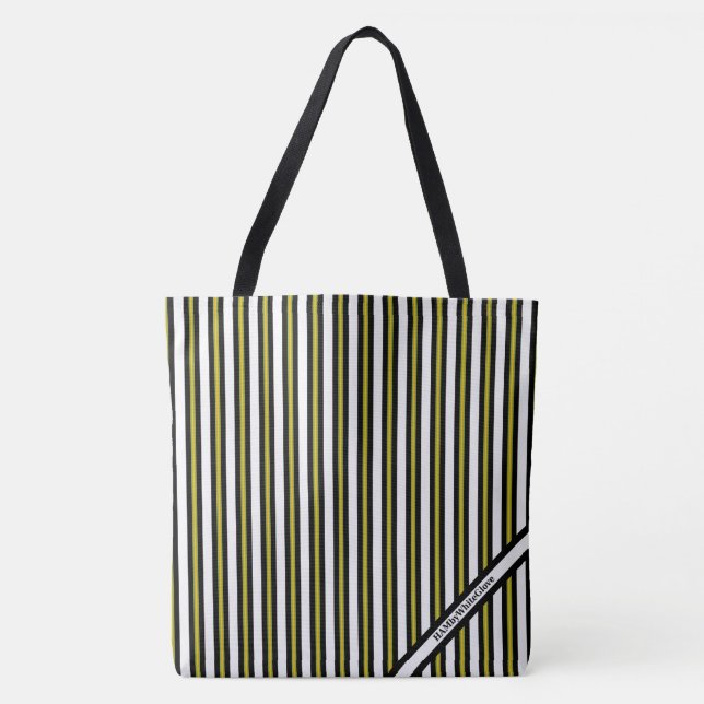 HAMbyWG - LG Tote Bag - White Yellow Black Stripe (Front)