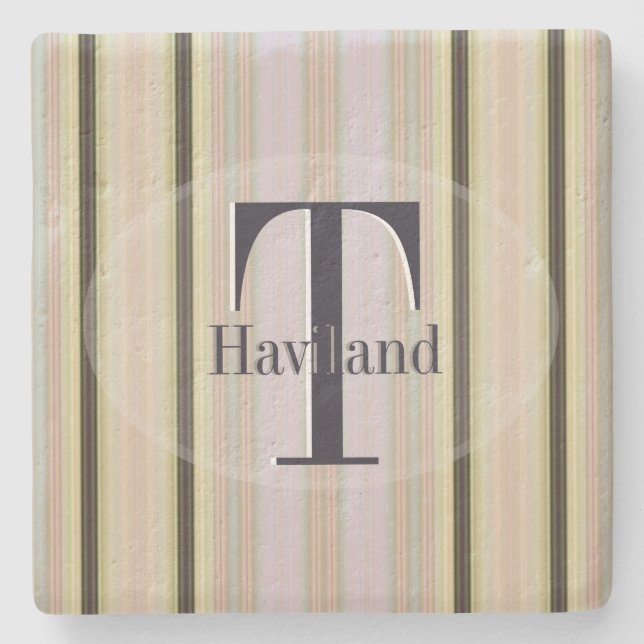 HAMbyWG Lime & Brown Stripe Stone Coaster (Front)