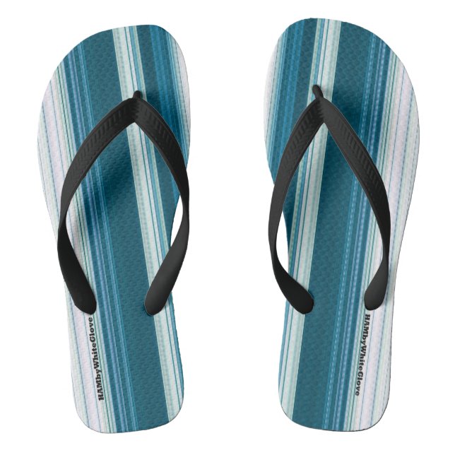HAMbyWG - Mens Flip-Flops  Teal & White Thongs (Footbed)